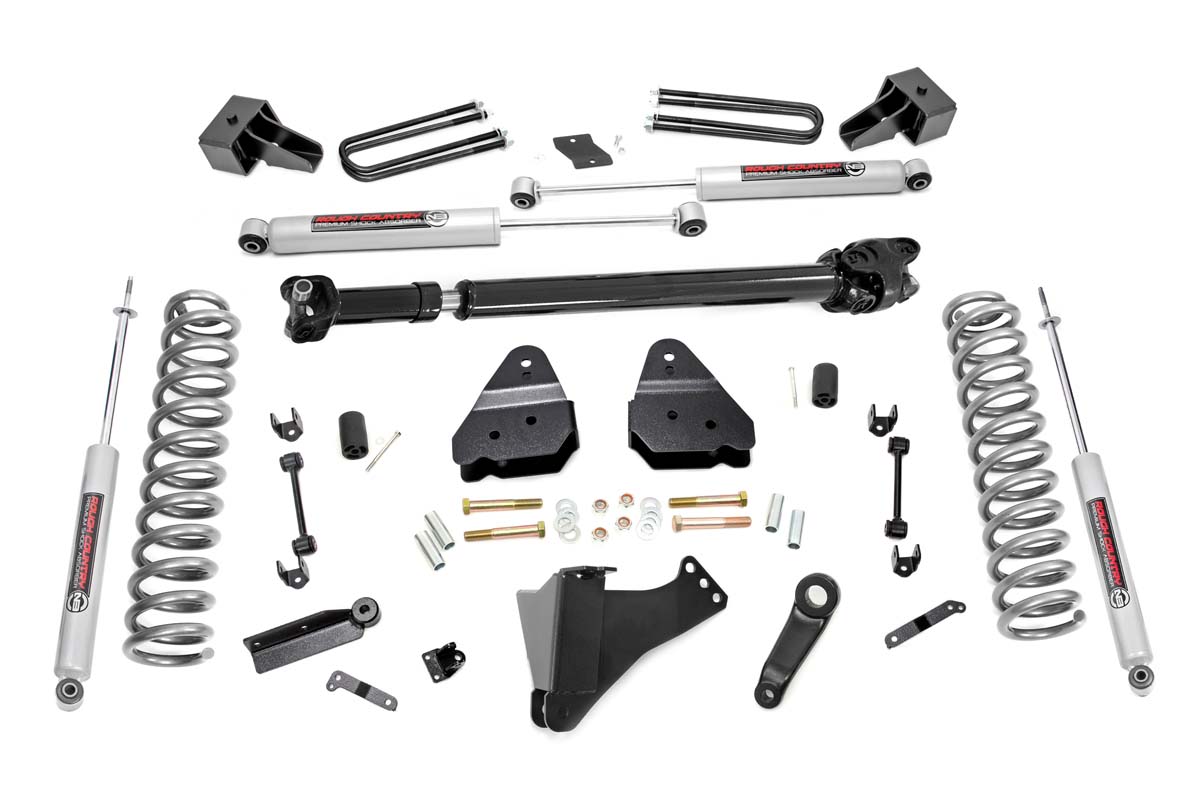 Ford F-350 Super Duty Suspension Lift Kit - Front + Rear - Rough Country - 4.5 Inch Lift Kit | DRW | FR Drive Shaft - '17-'22